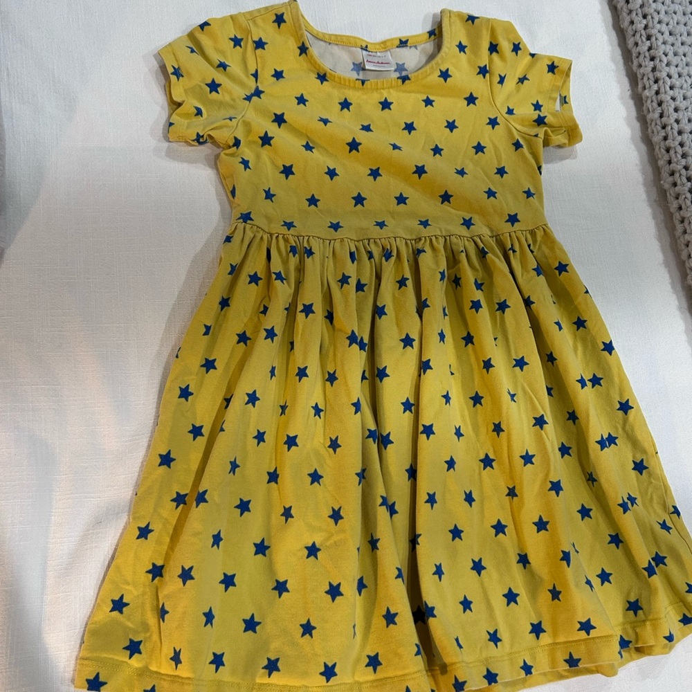 Hanna Andersson Yellow Star Print Kids Dress 6-7/120